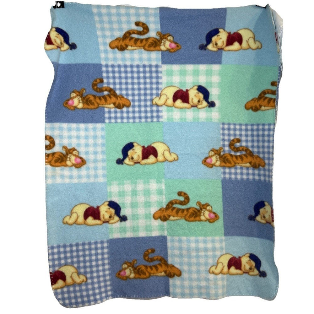 Winnie The Pooh Fleece Baby Blanket Blue Sleepytime Pooh And Tigger